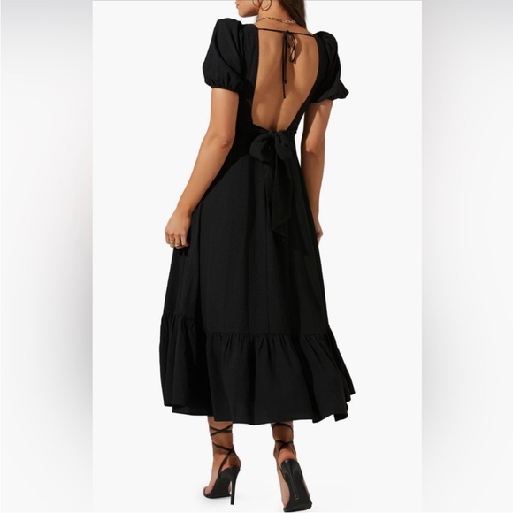NWT ASTR The Label Women's Twist Bust Tie Back Midi Dress In Black Size Large - Picture 2 of 16